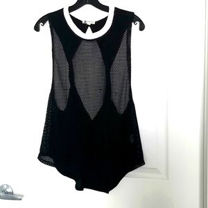 Black fishnet backless tank top